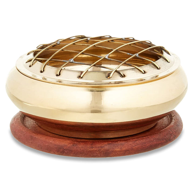 Small Brass Screen Incense Burner (3x2"H)